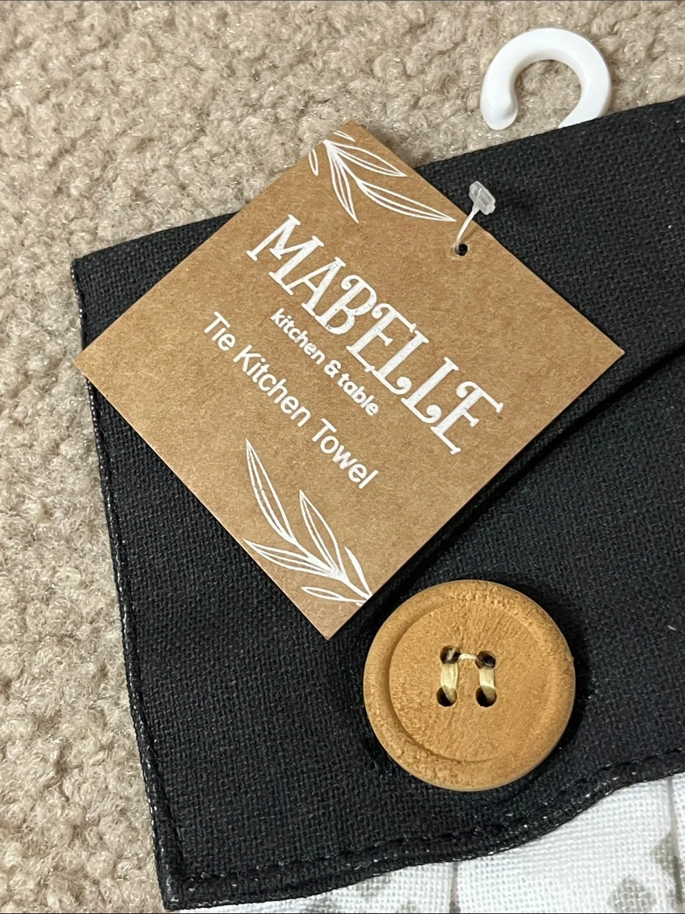 NEW Mabelle Home Sweet Home Tie Kitchen Towel | Farmhouse Black White Decor